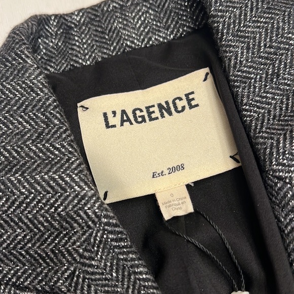 NWT L’AGENCE Chamberlain Blazer Grey Herringbone - Picture 4 of 9